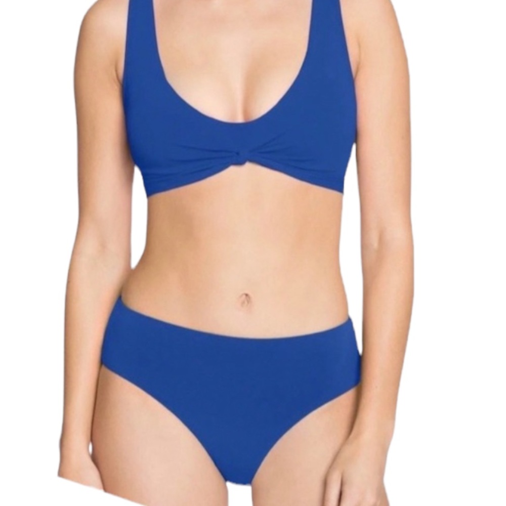 Robin Piccone Ava High Waist Bikini Bottoms in Sapphire Blue (L)
